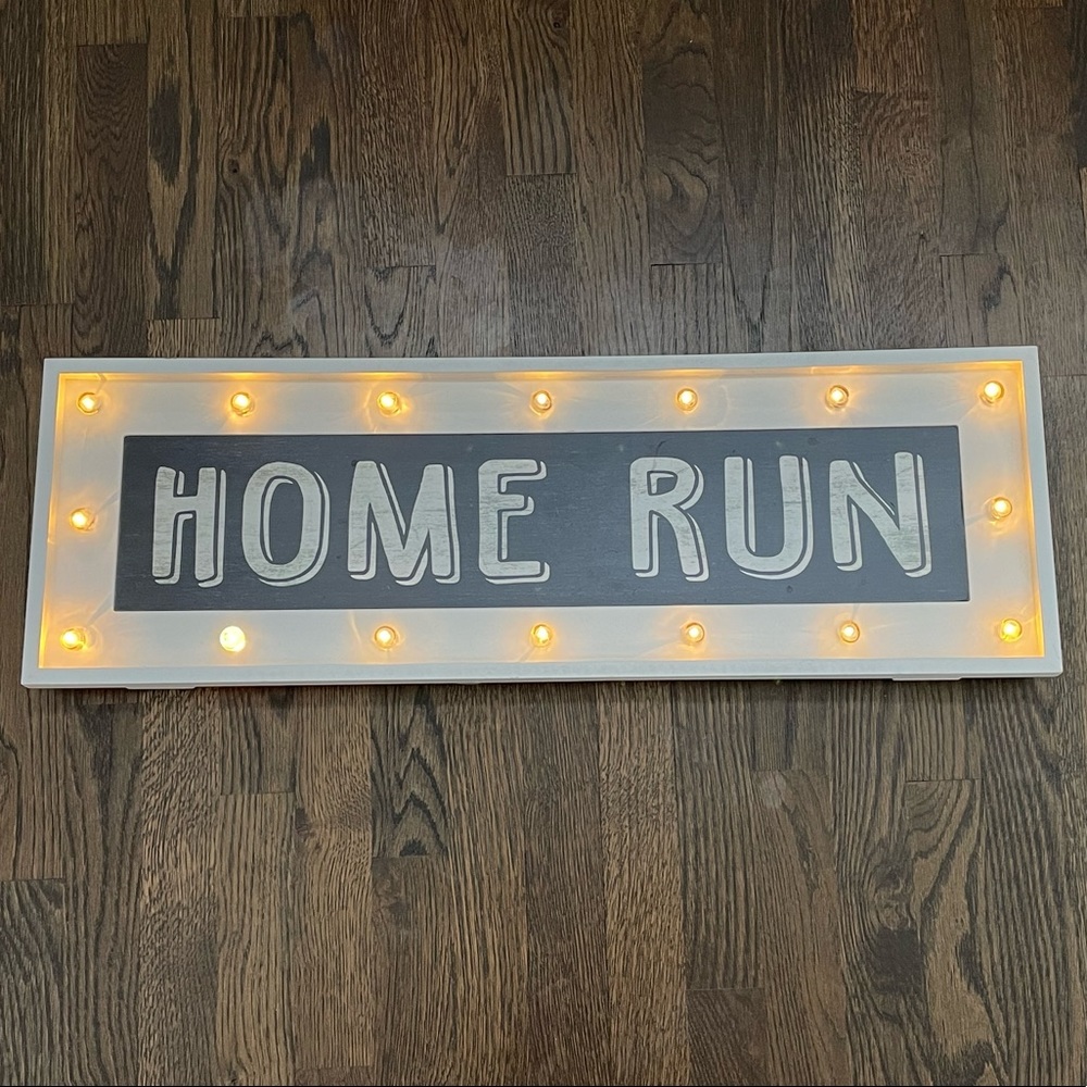 Vintage Style Light Up Sign - “Home Run” 30” x 10” - Awesome Home Decor Boy Room